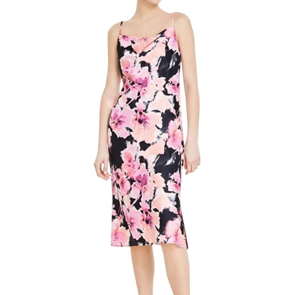 Bar III Pink Floral Slip Midi Dress